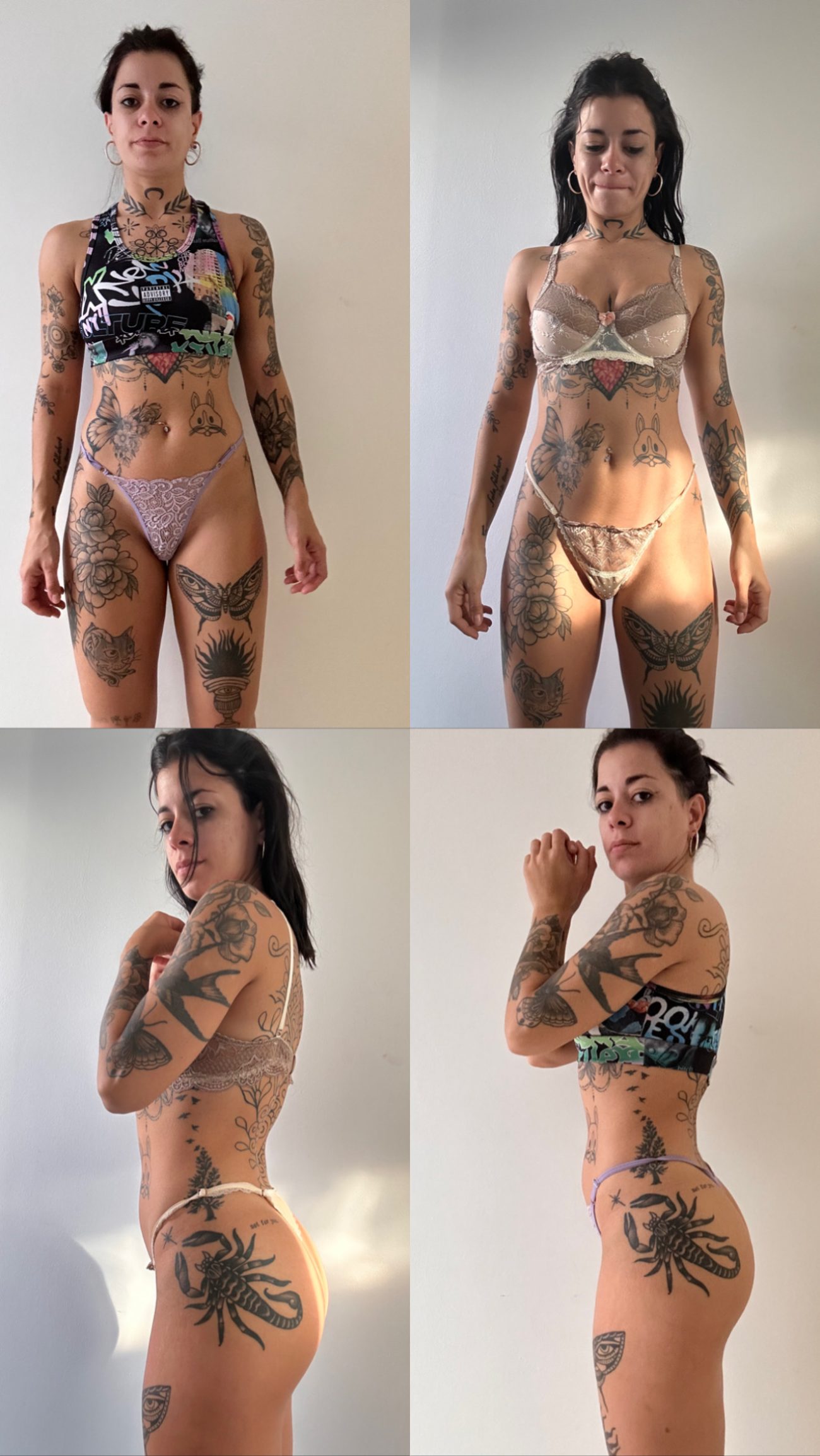 Valentina Alonzo antes y después, frente y perfil
